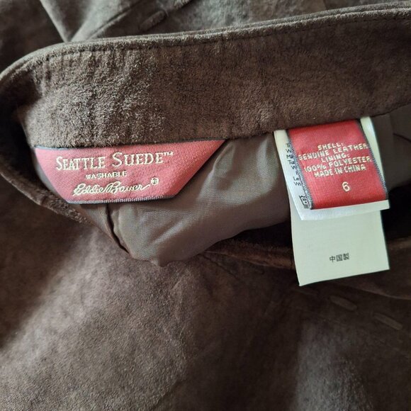 Eddie Bauer Vintage Seattle Suede Skirt Washable Leather Size 6 Brown - Picture 10 of 11